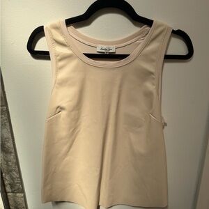 Another Love Cream faux leather Tank Top